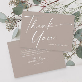 Modern Elegant Script Baby shower Bedankkaart