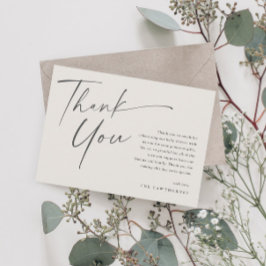 Modern Elegant Script Baby shower Bedankkaart