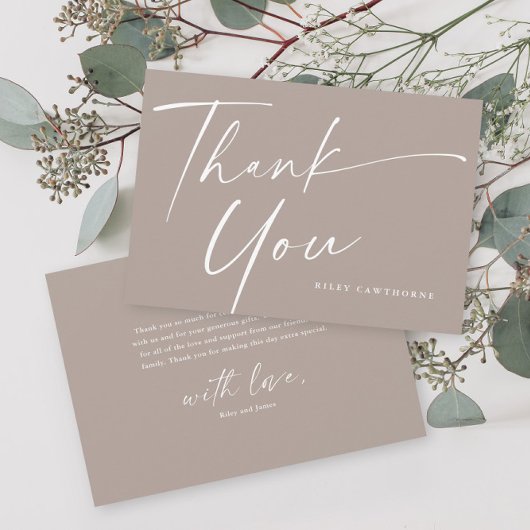 Modern Elegant Script Baby shower Bedankkaart