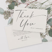 Modern Elegant Script Baby shower Bedankkaart