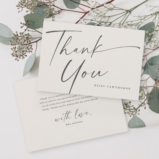 Modern Elegant Script Baby shower Bedankkaart