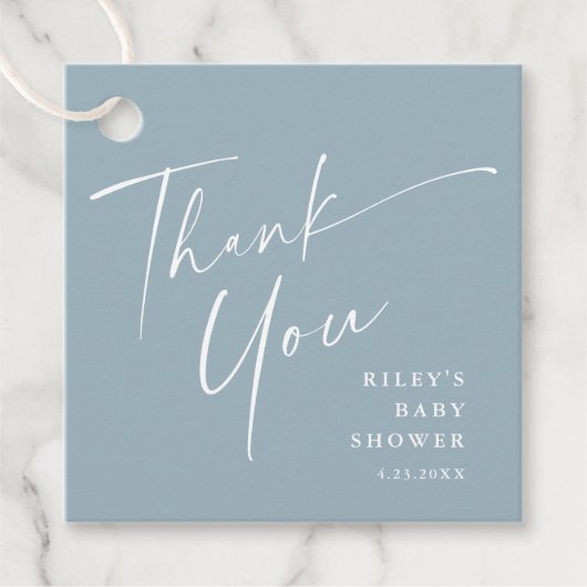 Modern Elegant Script Baby shower dank u Bedankjes Labels (Voorkant)