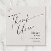 Modern Elegant Script Baby shower dank u Bedankjes Labels (Voorkant)
