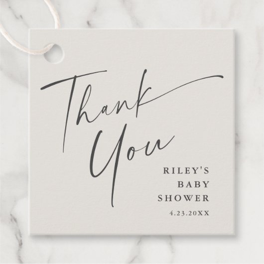 Modern Elegant Script Baby shower dank u Bedankjes Labels (Voorkant)