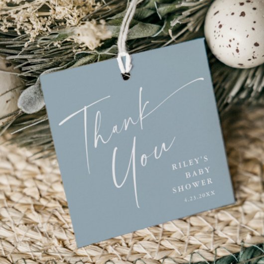 Modern Elegant Script Baby shower dank u Bedankjes Labels