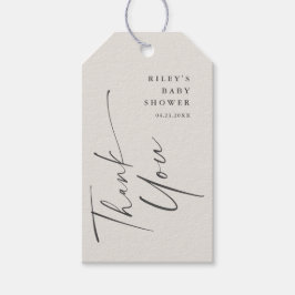 Modern Elegant Script Baby shower Dank u Favor Cadeaulabel