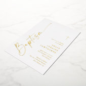 Modern Elegant Script Baptism Gold Folie Uitnodiging (Gedraaid)