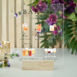 Modern Elegant Script Bar Menu Handtekening Acryl Bord