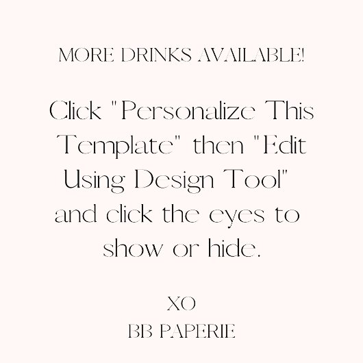 Modern Elegant Script Bar Menu Handtekening Poster