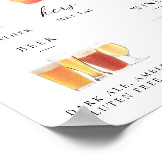 Modern Elegant Script Bar Menu Handtekening Poster (Hoek)