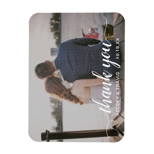 Modern Elegant Script Bedankt voor het huwelijk Magneet (Verticaal)