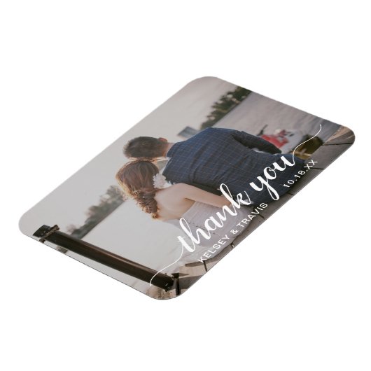 Modern Elegant Script Bedankt voor het huwelijk Magneet (Linkerzijde)