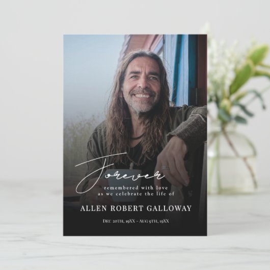 Modern Elegant Script Begrafenis Orde van Service Programmakaart (Staand voorkant)