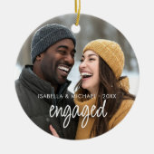Modern Elegant Script Betrokken paar Foto Keramisch Ornament (Voorkant)
