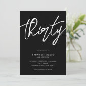 Modern Elegant Script Black 30th Birthday Kaart (Staand voorkant)