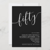 Modern Elegant Script Black 50th Birthday Kaart (Voorkant)