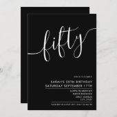 Modern Elegant Script Black 50th Birthday Kaart (Voorkant / Achterkant)