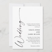 Modern Elegant Script Black and White Wedding Kaart (Voorkant)