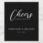 Modern Elegant Script Black and White Wedding Wijn Etiket (Enkel label)