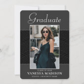 Modern | Elegant Script Black Grey 1 Photo Afstude Aankondiging (Voorkant)