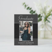 Modern | Elegant Script Black Grey 1 Photo Afstude Briefkaart (Staand voorkant)