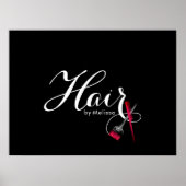 Modern elegant Script Black & White Hair Stylist Poster (Voorkant)