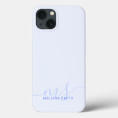 Modern Elegant Script Blauw Initiaal Monogram Case-Mate iPhone Case (Achterkant)