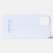 Modern Elegant Script Blauw Initiaal Monogram Case-Mate iPhone Case (Achterkant (horizontaal))
