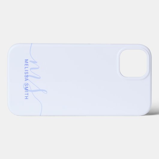 Modern Elegant Script Blauw Initiaal Monogram Case-Mate iPhone Case (Achterkant (horizontaal))