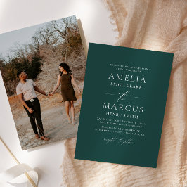 Modern Elegant Script Blauwgroen Bruiloft Kaart