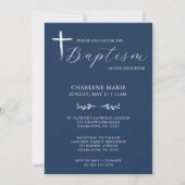 Modern Elegant Script Blue Baptism Uitnodiging (Voorkant)