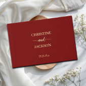 Modern Elegant Script Bourgogne Wedding Gold Gastenboek