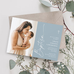 Modern Elegant Script Boys Fotodoop Kaart