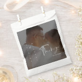 Modern Elegant Script Bride Groom Photo Wedding Fa Bedankzakje (Geknipt)
