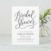 Modern Elegant Script Bruids Douche Uitnodiging (Staand voorkant)