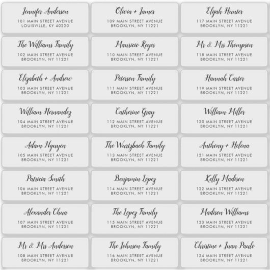 Modern Elegant Script Bruiloft Gast Adres Label (Voorkant)