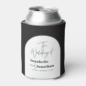 modern elegant script bruiloft met zwarte en witte blikjeskoeler (Blikje Voorkant)