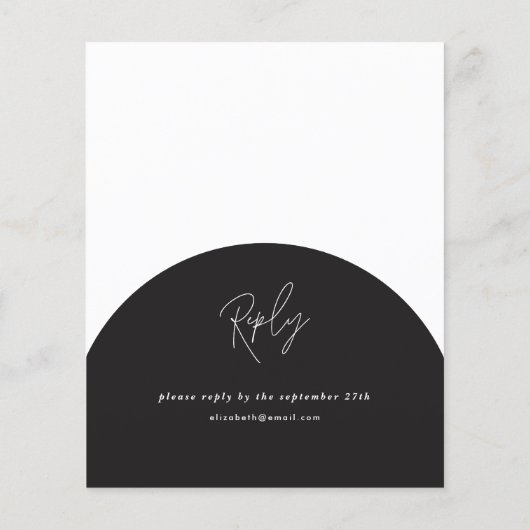 modern elegant script bruiloft met zwarte en witte flyer (Achterkant)