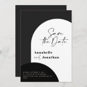 modern elegant script bruiloft met zwarte en witte kaart (Voorkant / Achterkant)