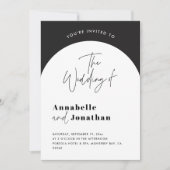 modern elegant script bruiloft met zwarte en witte kaart (Voorkant)