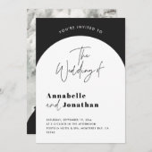 modern elegant script bruiloft met zwarte en witte kaart (Voorkant / Achterkant)