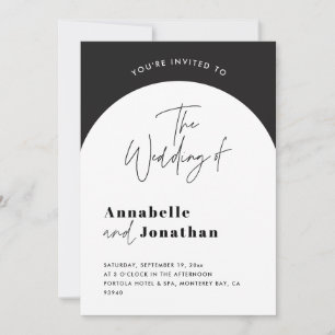 modern elegant script bruiloft met zwarte en witte kaart