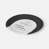 modern elegant script bruiloft met zwarte en witte papieren bordje (Gekanteld)