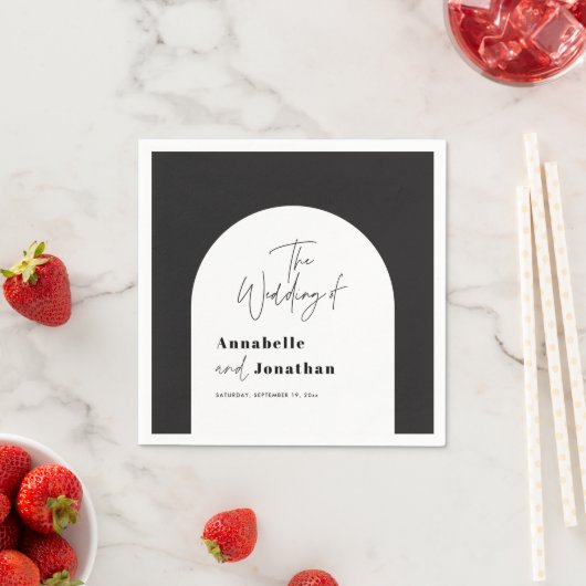 modern elegant script bruiloft met zwarte en witte servet (Insitu)