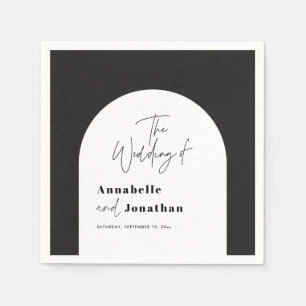 modern elegant script bruiloft met zwarte en witte servet