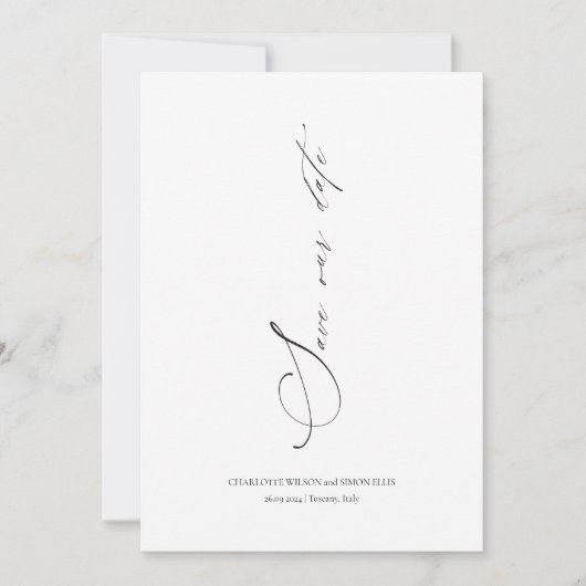 Modern Elegant Script Bruiloft Opslaan Datum Uitno Save The Date (Voorkant)