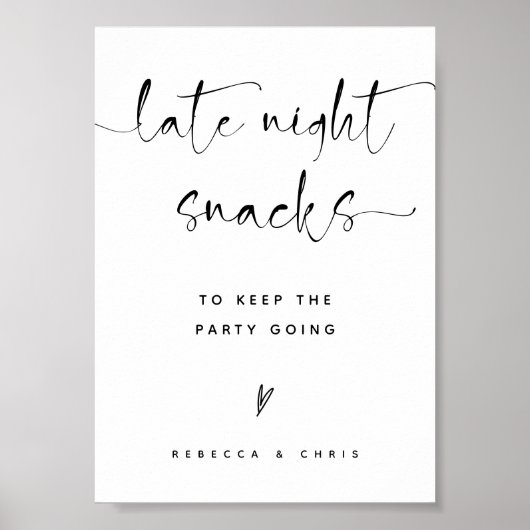 Modern Elegant Script Bruiloft Snack Station Sign Poster (Voorkant)