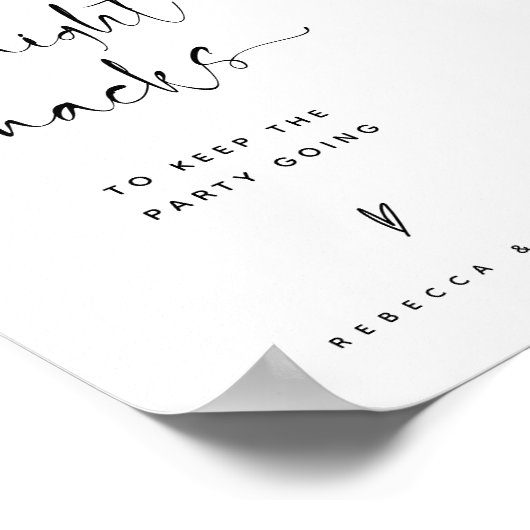 Modern Elegant Script Bruiloft Snack Station Sign Poster (Hoek)