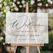 Modern Elegant Script Bruiloft Welkom Frosted Acryl Bord