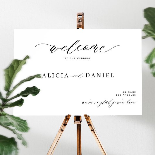 Modern elegant script bruiloft welkom teken perfect poster